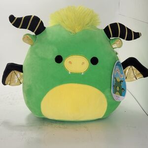 Squishmallow Official Kellytoy Plush Black Light Bethuna the Horned Dragon 8"